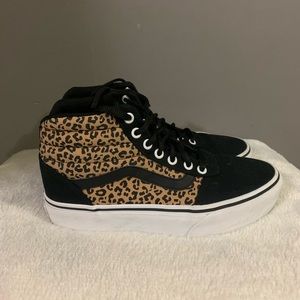 Vans Ward Hi High Top Platform Shoes Leopard Cheetah Print Sneakers Womens 7.5